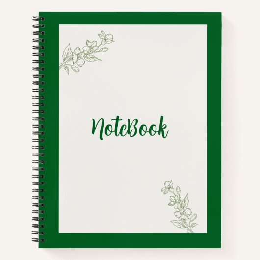 Carnet de notes élégant à feuilles vertes esthétiq (Devant)