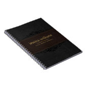 Carnet de notes en cuir marron et noir avec élémen (Côté Droit)
