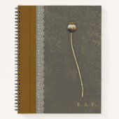 Carnet de notes en faux cuir vert olive atténué et (Devant)