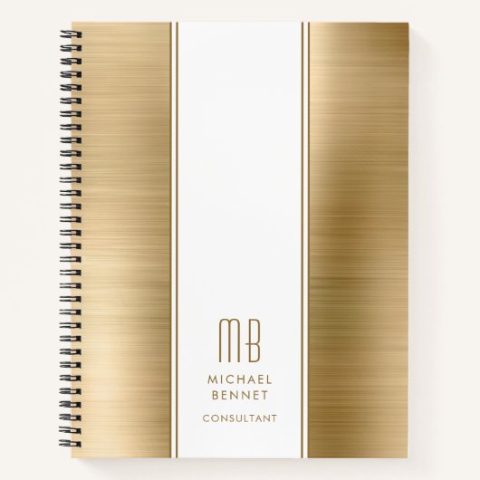 Carnet de notes en métal doré à personnaliser (Devant)