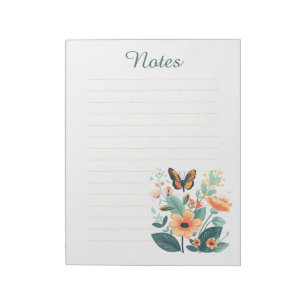 Carnet de Notes Esthétique Fleur Sauvage Papillon