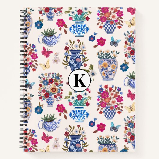 Carnet de notes et planner à monogramme floral de (Devant)