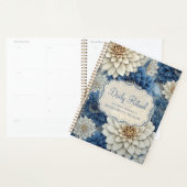 Carnet de notes et planner floral bleu (Devant avec enveloppe)