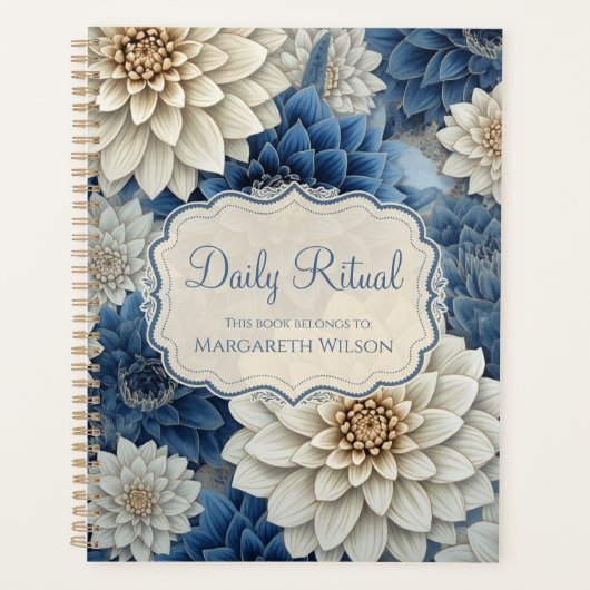Carnet de notes et planner floral bleu (Devant)