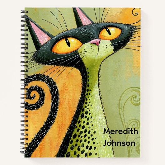 Carnet de notes fantaisiste à motif de chat noir p (Devant)