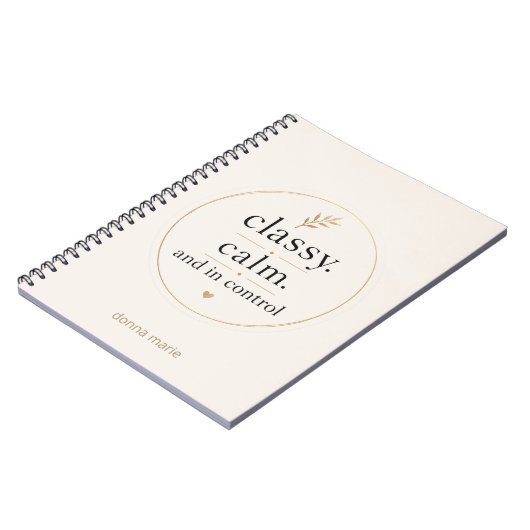 Carnet de notes féminin Classy Calm et In Control (Côté gauche)