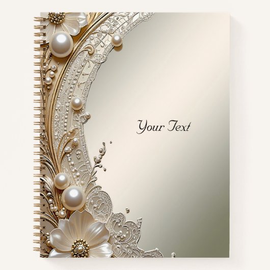 Carnet de notes Fleurs Blanches Modernes Perles (Devant)