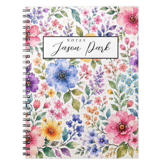 Carnet de notes floral aquarelle (Devant)