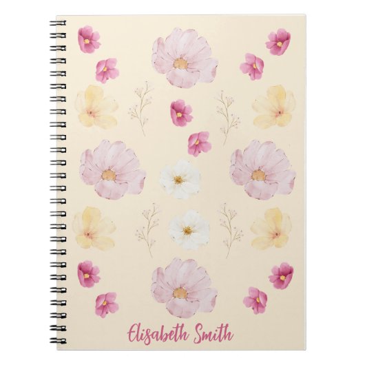 Carnet de notes floral personnalisé (Devant)