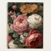 Carnet de notes floral vintage sombre personnalisé (Devant)