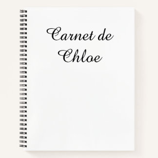 Carnet de notes français minimaliste noir sur blan