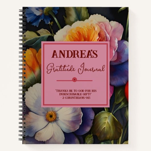 Carnet de notes Journal de gratitude florale à l'a (Devant)