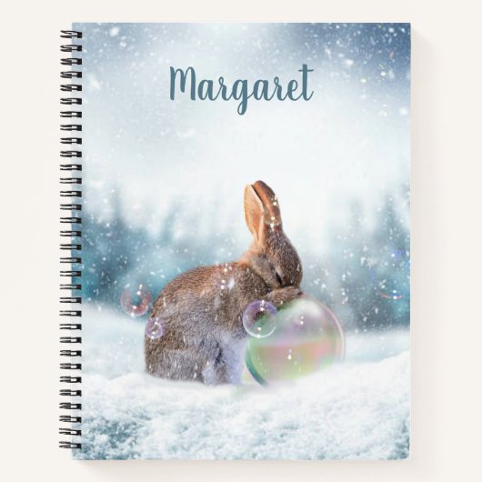 Carnet de notes Lapin qui prie dans la neige (Devant)