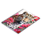 Carnet de notes Léopard parmi les fleurs de pivoin (Côté gauche)