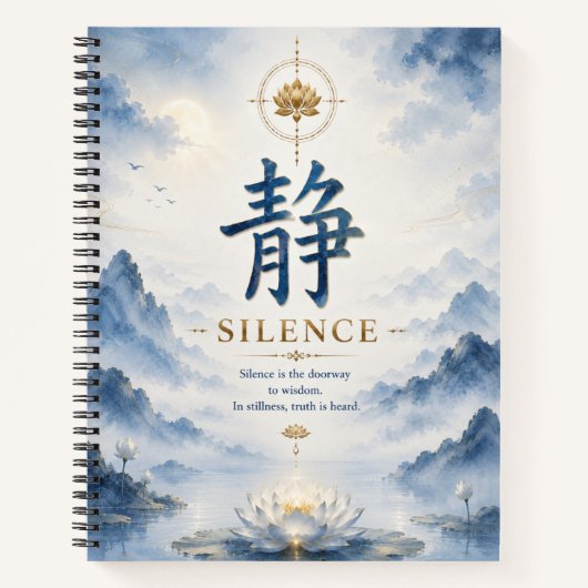 Carnet de notes Lotus 静 Caractère chinois Silence (Devant)