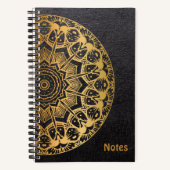 Carnet de Notes Mandala couleur Or et motif Cuir (Recto)