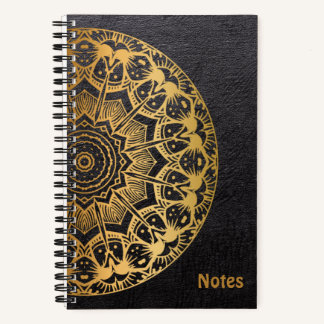 Carnet de Notes Mandala couleur Or et motif Cuir