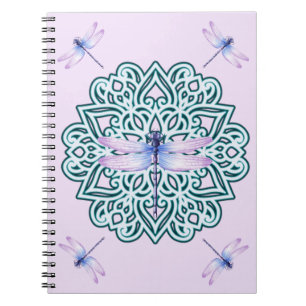 Carnet de notes Mandala Libellule Rose Bleu Violet