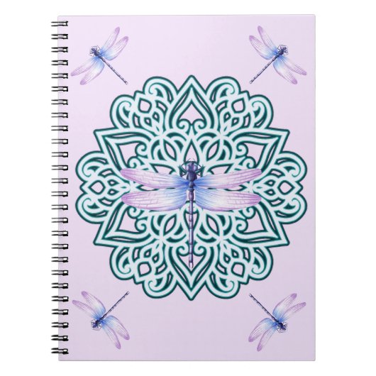 Carnet de notes Mandala Libellule Rose Bleu Violet (Devant)