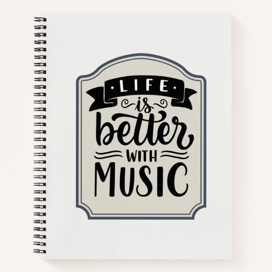 Carnet de notes minimal Badge Vintage | musique (Devant)