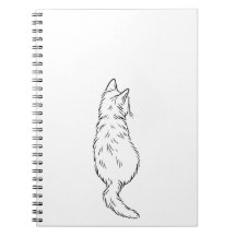 Carnet de notes minimaliste avec chat vu de dos en