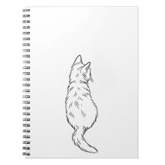 Carnet de notes minimaliste avec chat vu de dos en