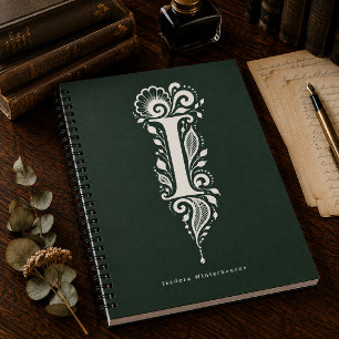 Carnet de notes monogramme botanique en linogravur