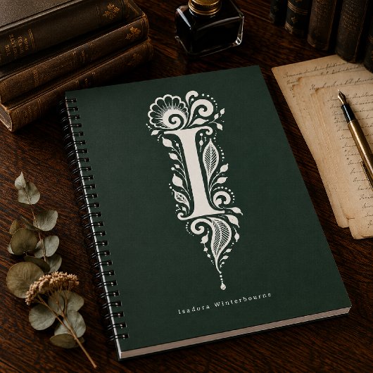 Carnet de notes monogramme botanique en linogravur