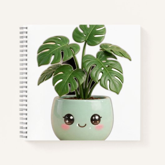 Carnet de notes Monstera Kawaii Plante d'intérieur (Devant)