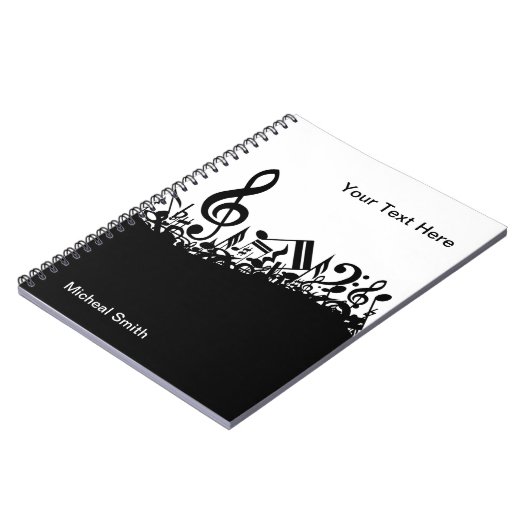 Carnet de notes musicales avec le nom fait sur (Côté gauche)