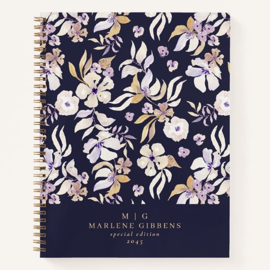 Carnet de notes Navy Gold Floral (Devant)