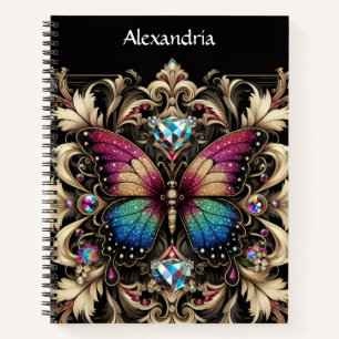 Carnet de notes papillon arc-en-ciel Art déco en s
