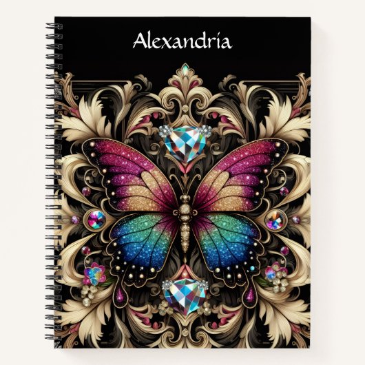 Carnet de notes papillon arc-en-ciel Art déco en s (Devant)
