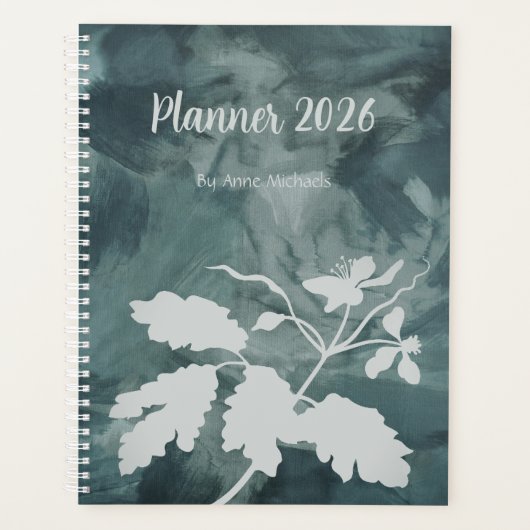Carnet de notes personnalisé à fleurs sarcelle (Devant)