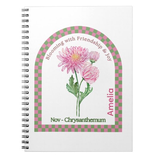 Carnet de notes personnalisé sur la fleur du mois  (Devant)