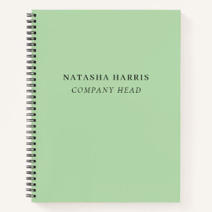 Carnet de notes personnalisé vert minimaliste mode