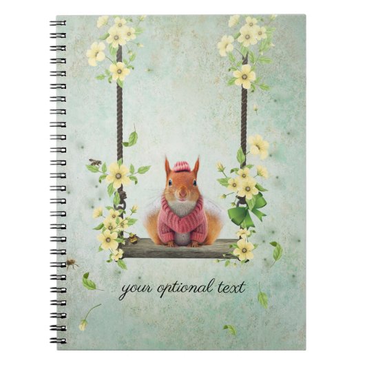 Carnet de notes photo spirale écureuil rayé rose s (Devant)