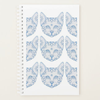 CARNET DE NOTES PLANIFICATEUR CHAT BLEU CLAIR AVEC