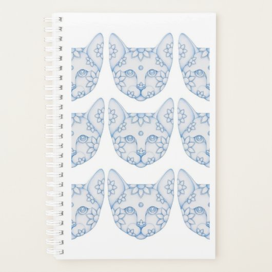 CARNET DE NOTES PLANIFICATEUR CHAT BLEU CLAIR AVEC (Devant)