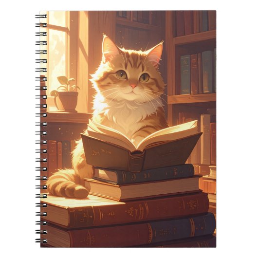 Carnet de notes pour chat qui aime les livres (Devant)