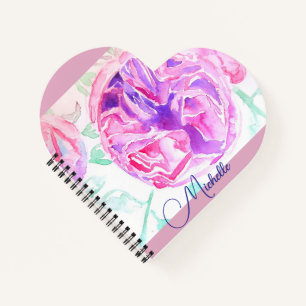 Carnet de notes pour filles à l'aquarelle rose lil