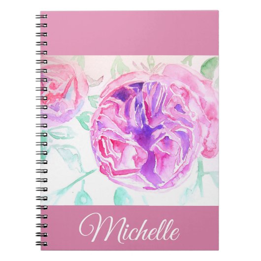 Carnet de notes pour filles à l'aquarelle rose lil (Devant)
