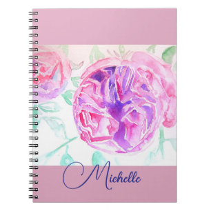 Carnet de notes pour filles à l'aquarelle rose lil