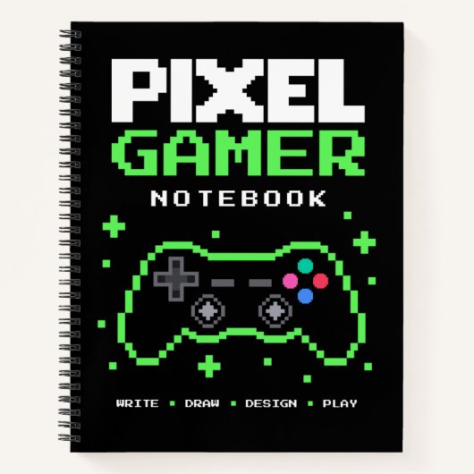 Carnet de notes pour joueur d'art pixelisé – Écrir (Devant)