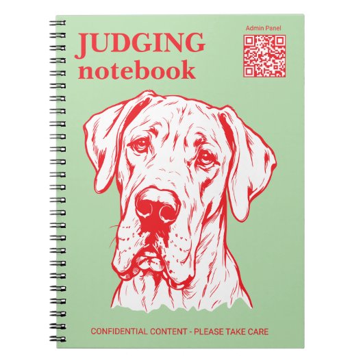 Carnet de notes pour le jugement du Great Dane Dog (Devant)