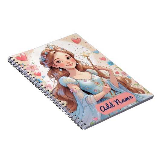 Carnet de notes Princesse Bleue – Nom modifiable (Côté Droit)