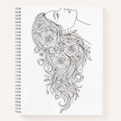 Carnet de notes profil de femme florale minimalist (Devant)