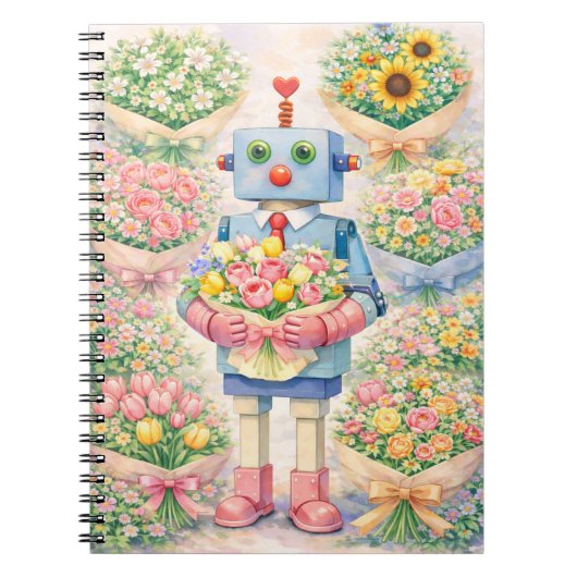 Carnet de notes Robot Mignon Fleur (Devant)