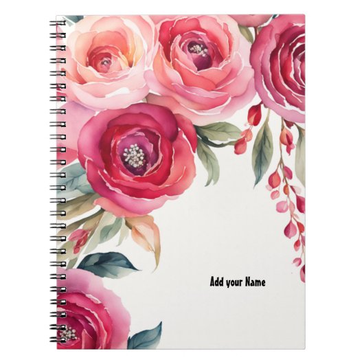 Carnet de notes Roses Peintes PERSONNALISÉ (Devant)