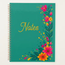 Carnet de notes sarcelle à motif floral